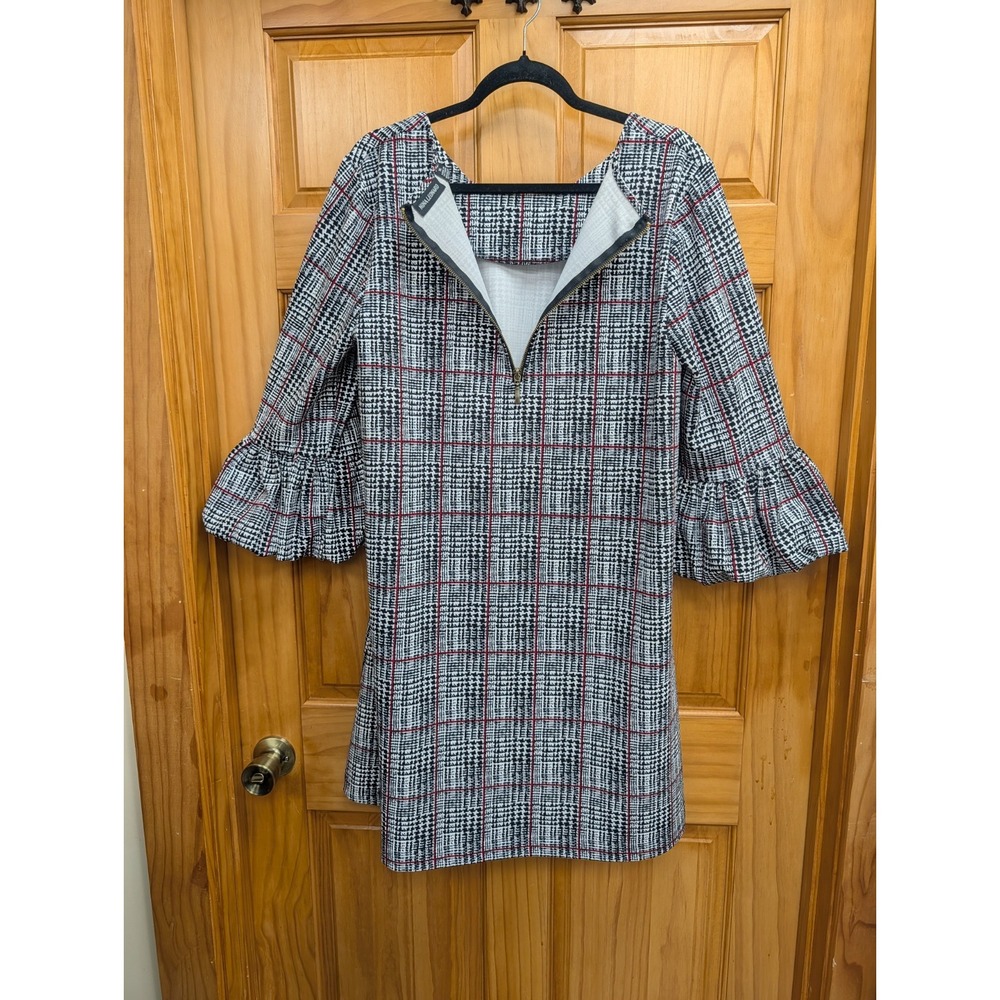 Nina Leonard Women's XL Dress Back Gold Zip 3/4 Bell Sleeves Business Stretchy - Picture 3 of 11
